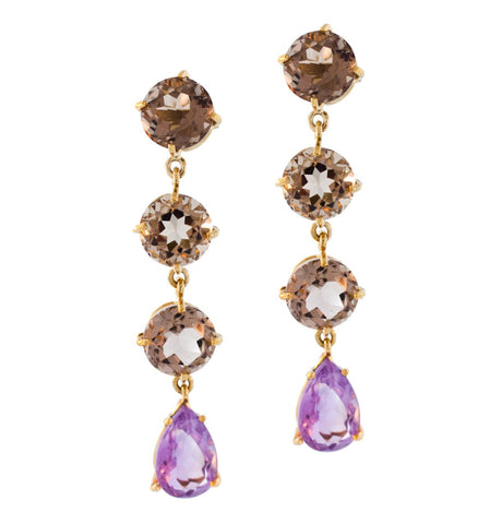 Cognac Topaz Amethyst Gemma Drop Earrings