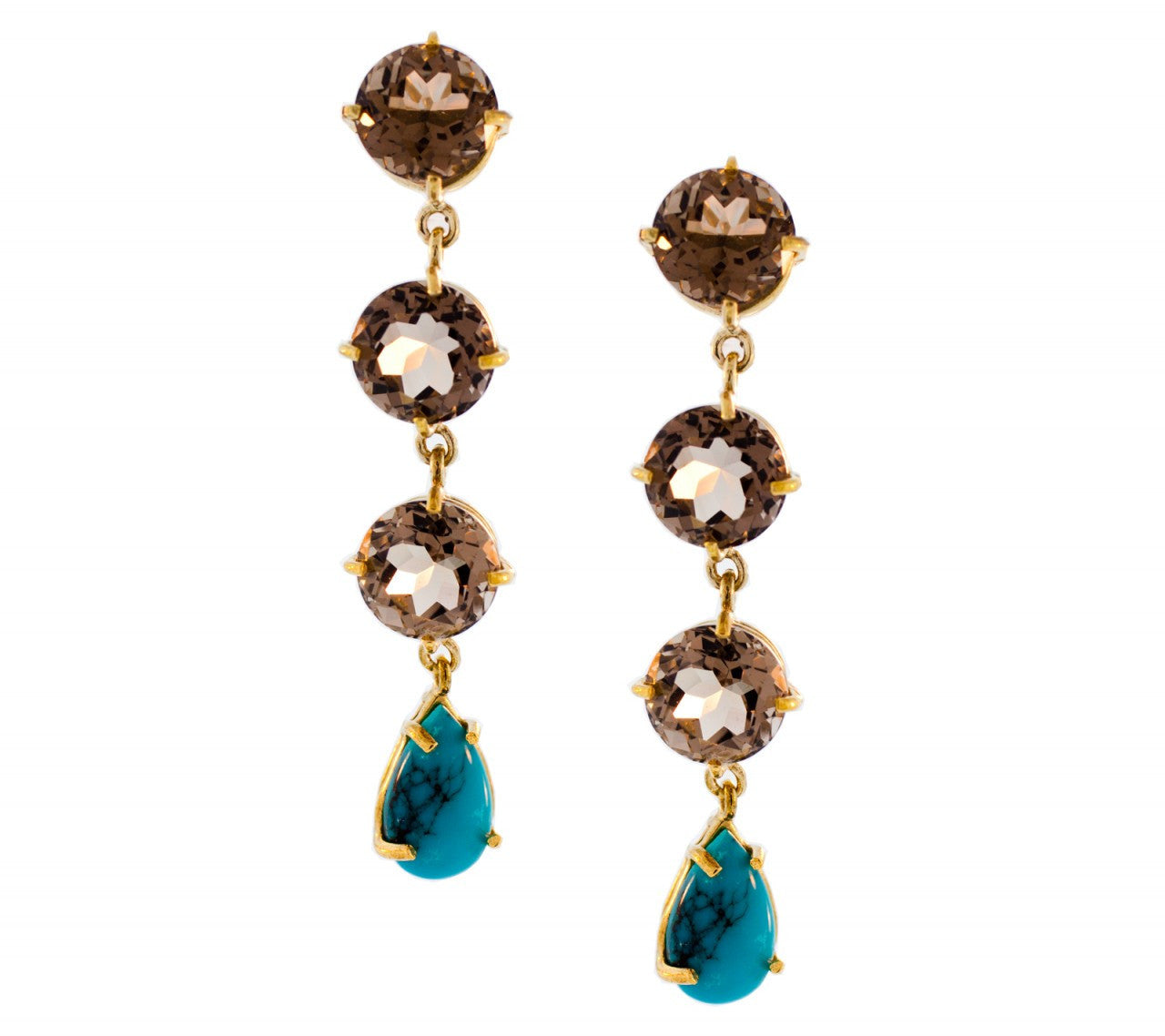 Cognac Topaz Turquoise Gemma Drop Earrings