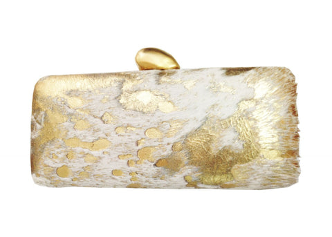 Gold Calf Hair Minaudiere