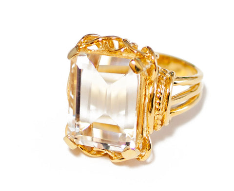 Gold Rock Crystal Belle Epoque Ring
