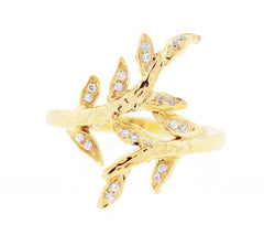 Gold White Sapphire Laurel Ring
