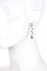 Cabochon Rock Crystal + Turquoise Gemma Drop Earrings